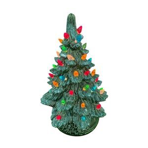 Vintage‎ Ceramic Christmas Tree Light-Up Decor With Multicolored Bulbs